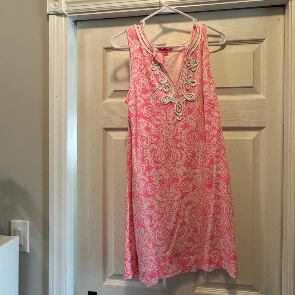 Lilly Pulitzer Orange and Pink Mini Sundress V-Neck Resort Wear